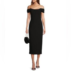 ANTONIO MELANI Black Off-Shoulder Midi Dress